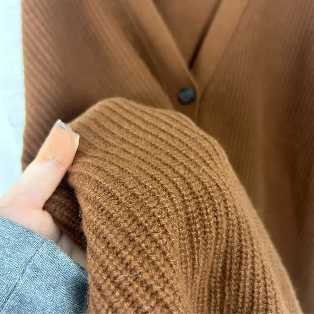Jenni Kayne RARE Cinnamon Brown Cashmere Cocoon Cardigan Sweater Size XL